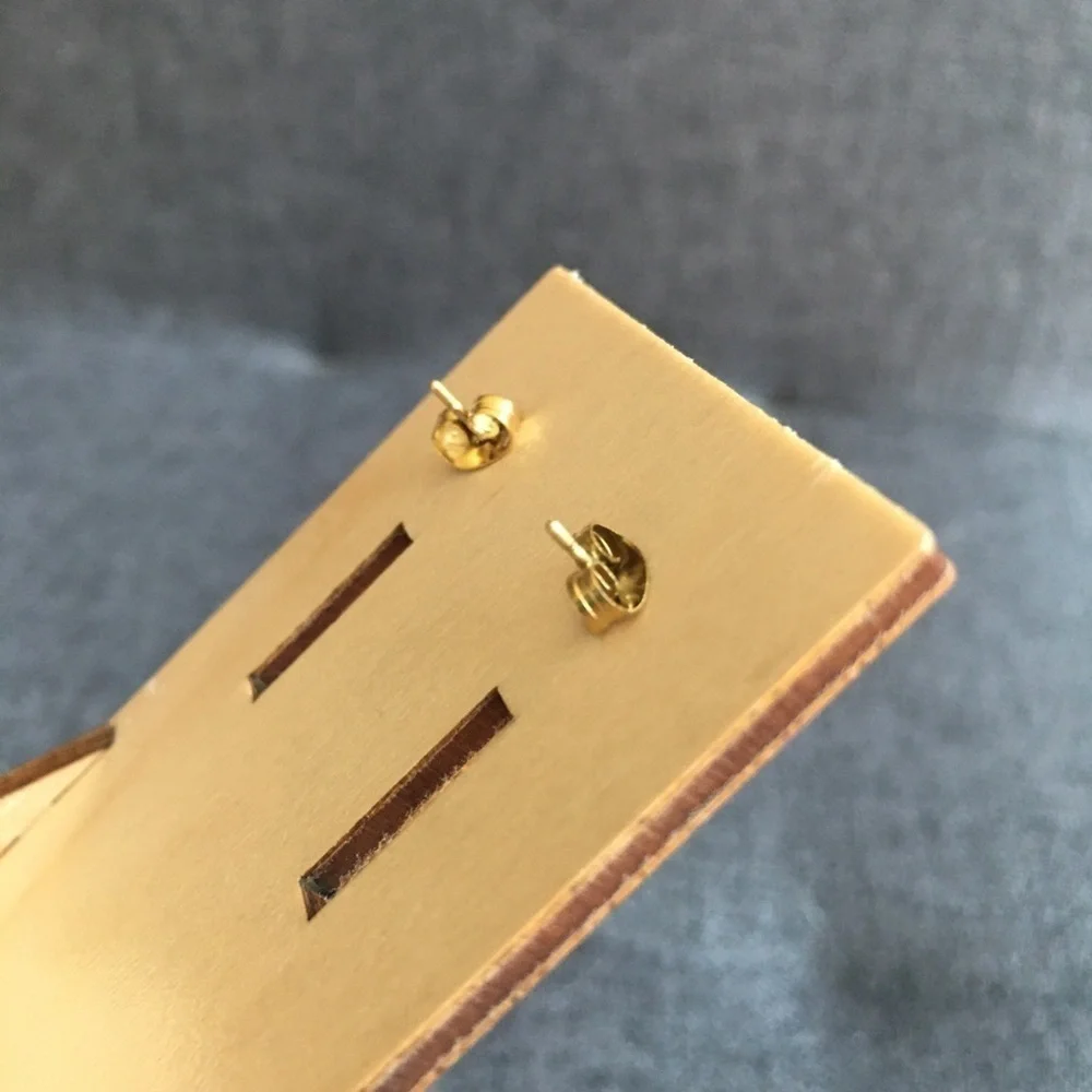 Paw Print Cut Out Stainless Steel Fashion Stud Earrings, GOLD